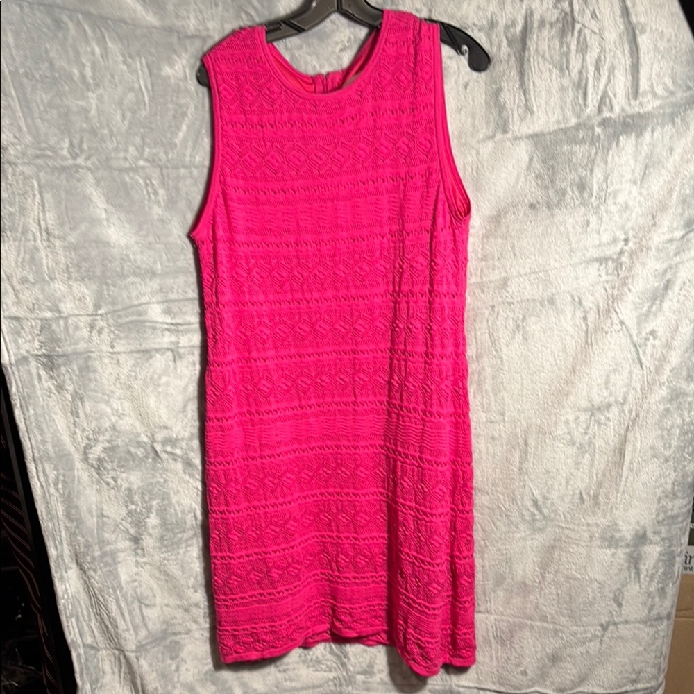 Eliza J. dress pink sleeveless dress cotton textured intricate knit detail midi